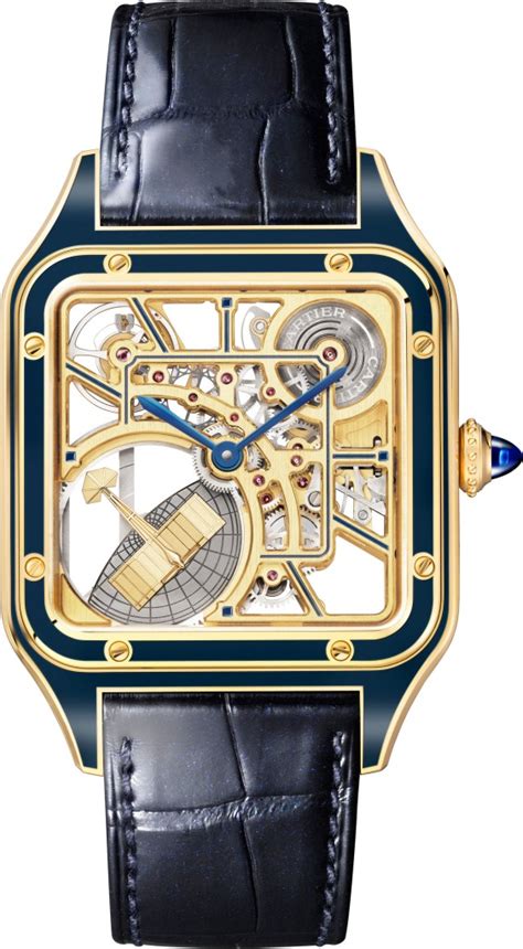 montre cartier santos squelette|cartier santos size chart.